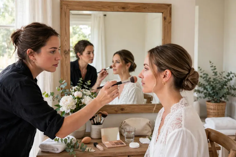 Makeup artist applying makeup during a personal appointment